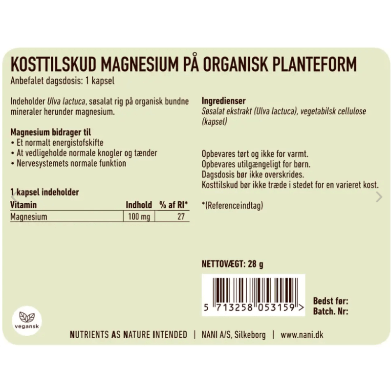Nani Magnesium - organisk planteform